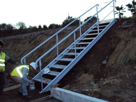 Escalier technique posé sur site